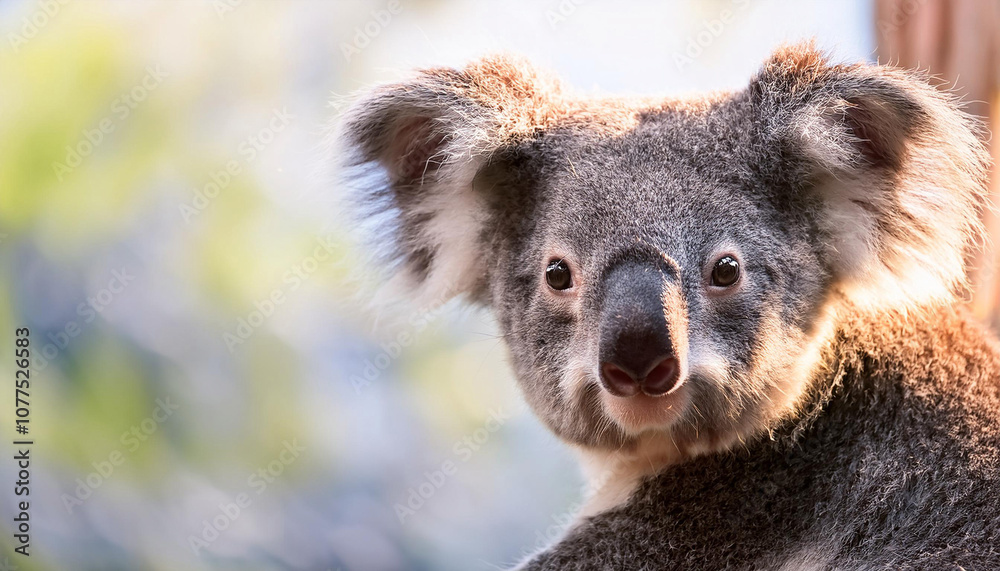 Obraz premium Close-Up of a Koala, Emphasizing Its Gentle Expression and Fur Texture