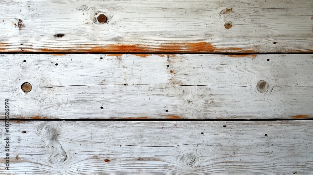 Obraz premium Wooden surface with a grainy texture and a few holes. The surface appears to be weathered and worn, giving it a rustic and aged appearance. The wood is likely from a tree