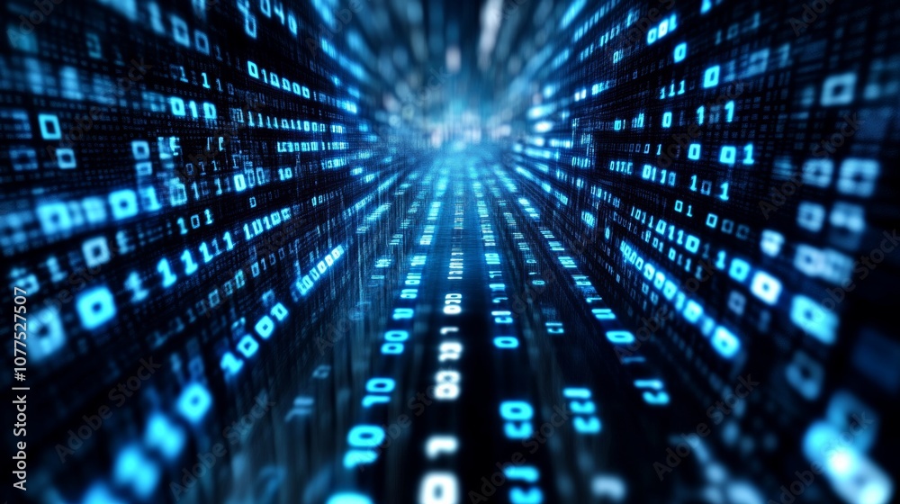 Digital data streams creating a visual representation of technology and connectivity