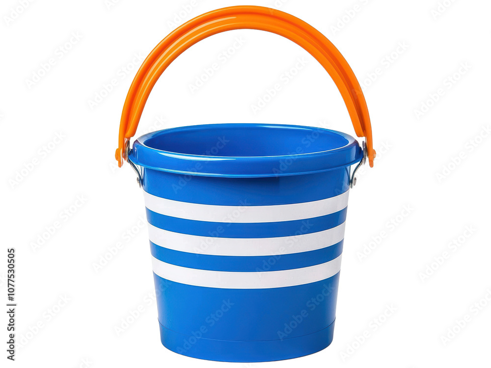 Bright Blue Bucket with Orange Handle and White Stripes Bright Blue Bucket with Orange Handle and White Stripes