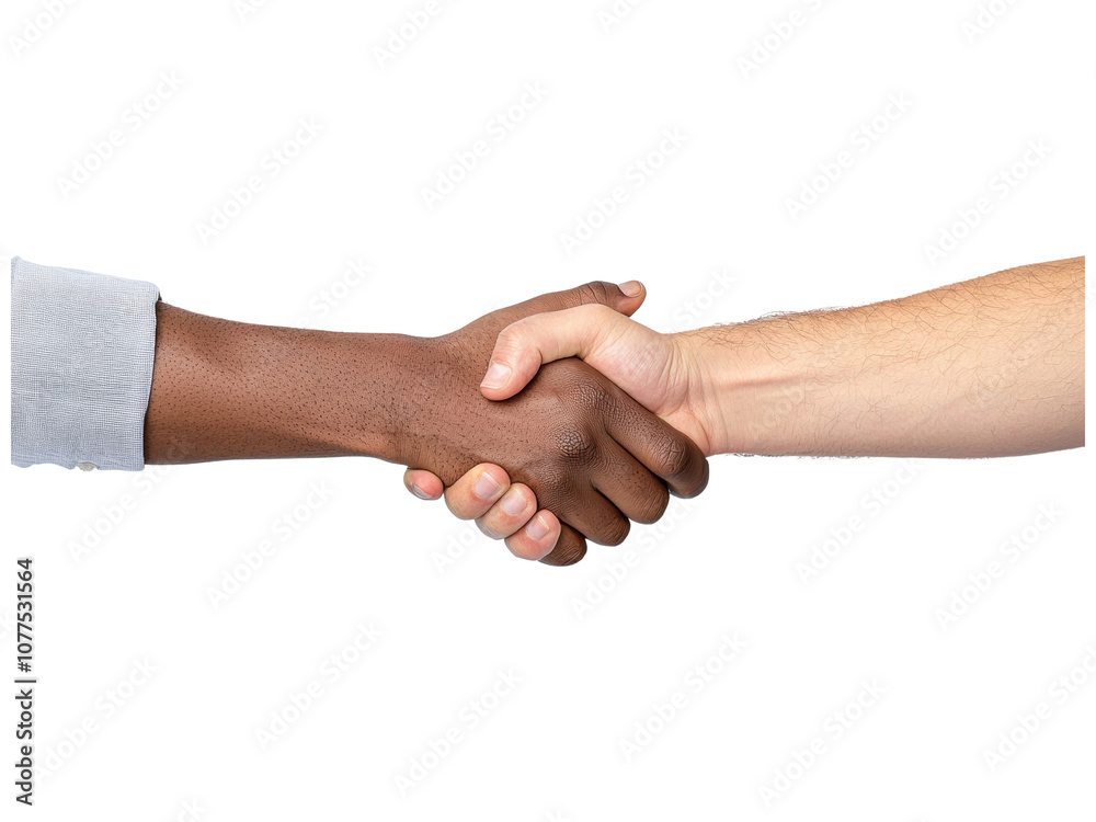 Handshake between diverse individuals in partnership Handshake between diverse individuals in partnership
