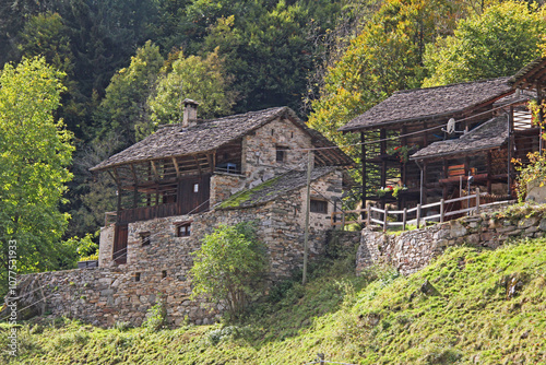 tipiche case Walser nei pressi di Alagna (Valsesia) photo