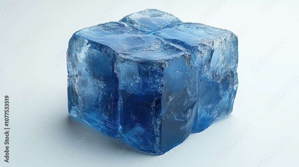 a blue ice cube on a white background a blue ice cube on a white background