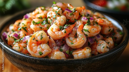 a bowl of shrimp ceviche