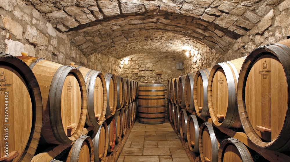 A room where wine or whiskey is stored in wooden barrels, often made of French oak. A room where wine or whiskey is stored in wooden barrels, often made of French oak.