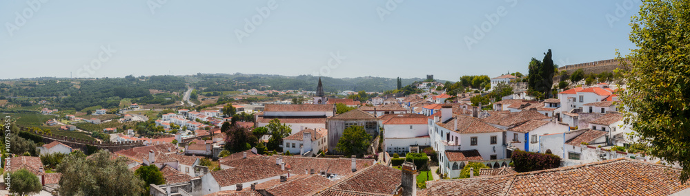 Panorama of the medieval walled village of Obidos in Portugal Panorama of the medieval walled village of Obidos in Portugal