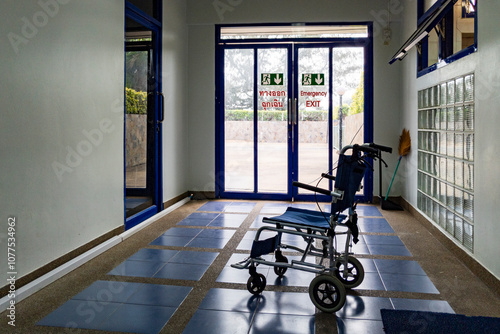 Wheelchair at the exit door photo