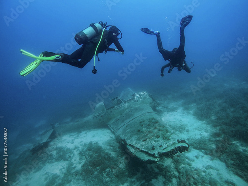 Wallpaper Mural Airplane wreck on the sea floor. Torontodigital.ca