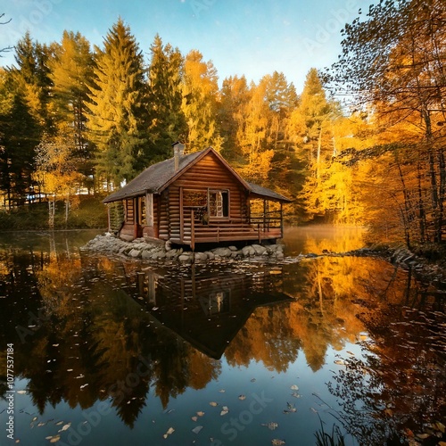 House by the lake, hidden in the forest