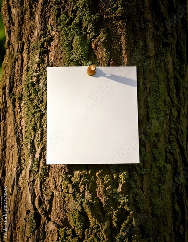 Obraz na płótnie blank note paper on tree trunk w salonie