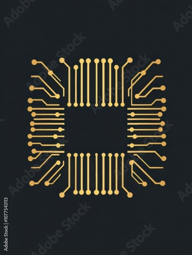 This design features a gold microchip icon with intricate digital traces, symbolizing advancements in technology and innovation. Generative AI