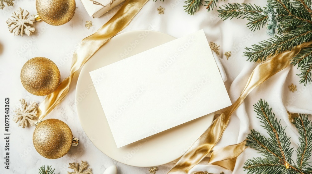 A blank white card is placed on a light brown plate. The card is centered on the plate and takes up most of the space. A blank white card is placed on a light brown plate. The card is centered on the plate and takes up most of the space.