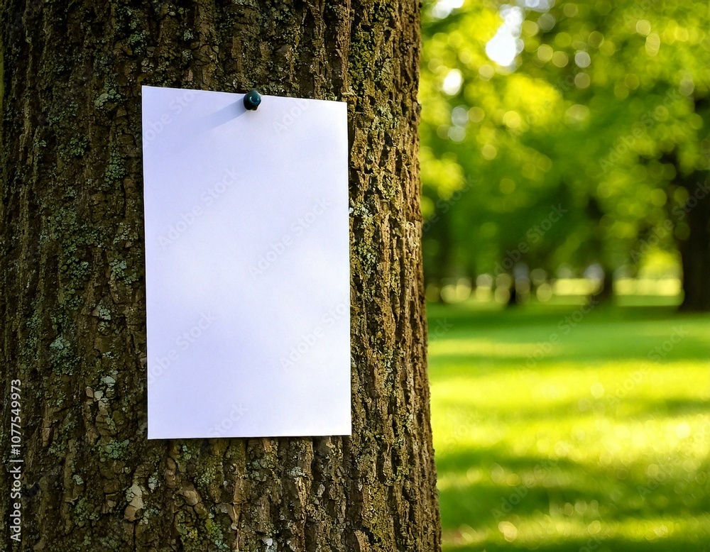 blank sign on a tree
