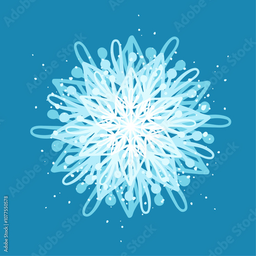 Decorative blue snowflake,festive elements for christmas,new year.Vector graphics.