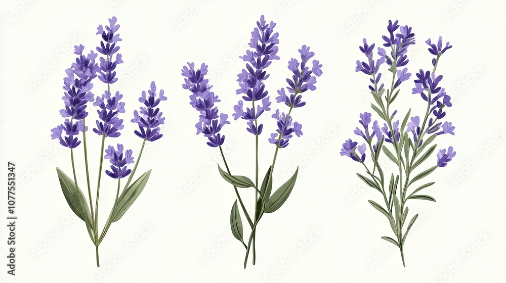 Naklejka premium Three Different Arrangements of Lavender Flowers