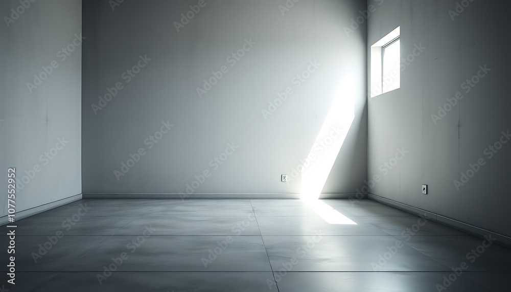 A minimalist, empty room with cold, grey walls and a polished concrete floor, illuminated by a single, small window high up on one wall. A minimalist, empty room with cold, grey walls and a polished concrete floor, illuminated by a single, small window high up on one wall.