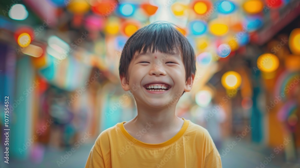 Embracing a colorful setting, a confident Asian kid's charismatic pose exudes natural charm and youthful confidence Embracing a colorful setting, a confident Asian kid's charismatic pose exudes natural charm and youthful confidence