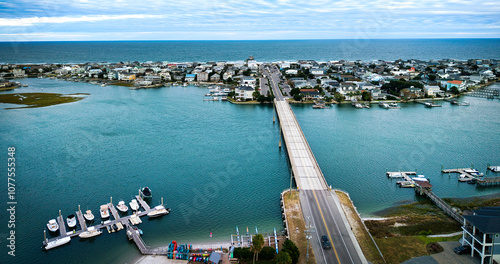 Aerial view over Wrightsville Beach in Wilmington North Carolina photo