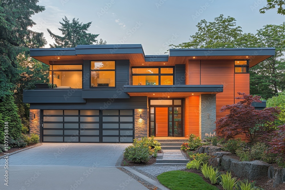 Modern house with large windows. Great for real estate, architecture, and home design projects. Modern house with large windows. Great for real estate, architecture, and home design projects.