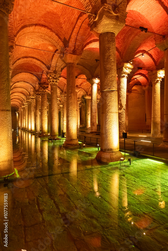 Photos taken inside the Basilica Cistern in Istanbul, Turkey