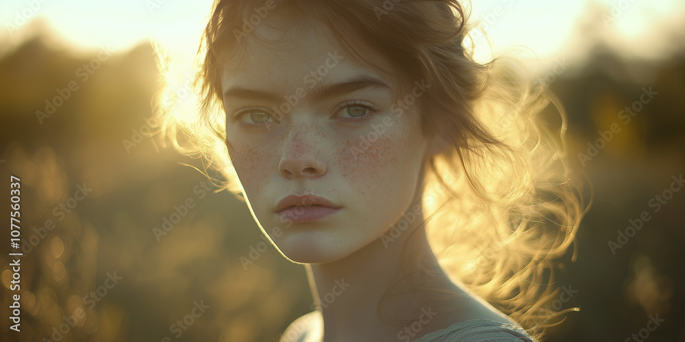 Ethereal Portrait of a Young Woman with Halo Effect Ethereal Portrait of a Young Woman with Halo Effect