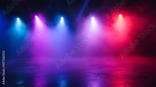 Wallpaper Mural Colorful stage lights illuminating foggy concrete, cinematic, moody, dramatic, colorful Torontodigital.ca
