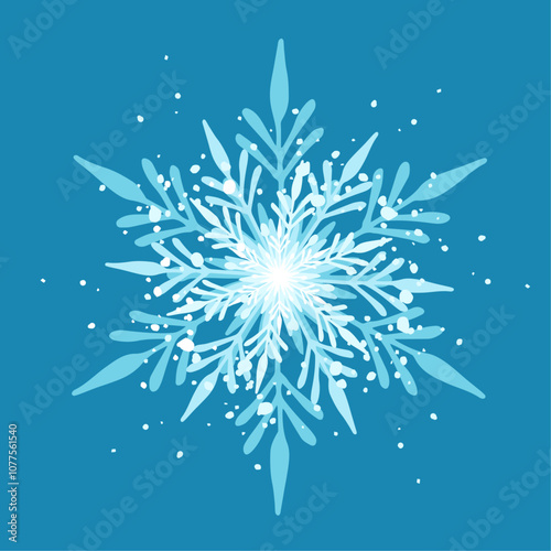 Decorative blue snowflake,festive elements for christmas,new year.Vector graphics.
