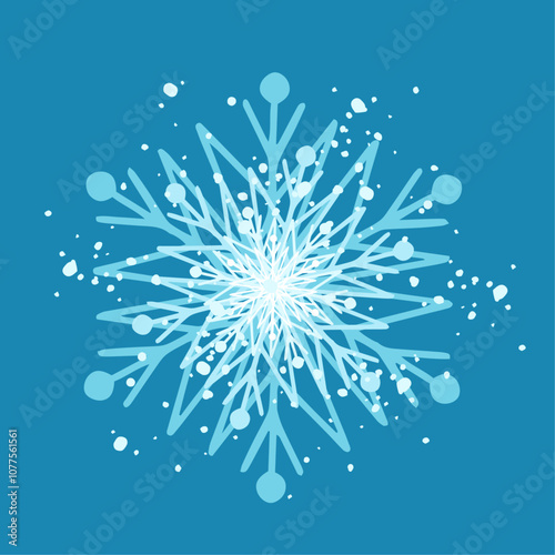 Decorative blue snowflake,festive elements for christmas,new year.Vector graphics.