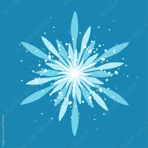 Decorative blue snowflake,festive elements for christmas,new year.Vector graphics.