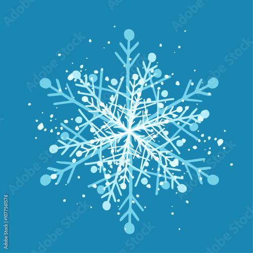 Decorative blue snowflake,festive elements for christmas,new year.Vector graphics.