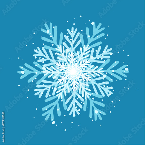 Decorative blue snowflake,festive elements for christmas,new year.Vector graphics.