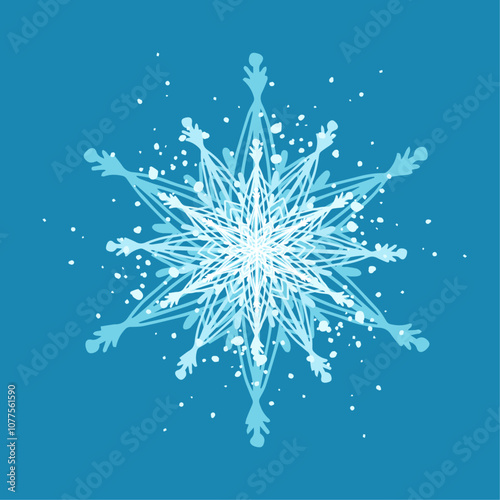 Decorative blue snowflake,festive elements for christmas,new year.Vector graphics.