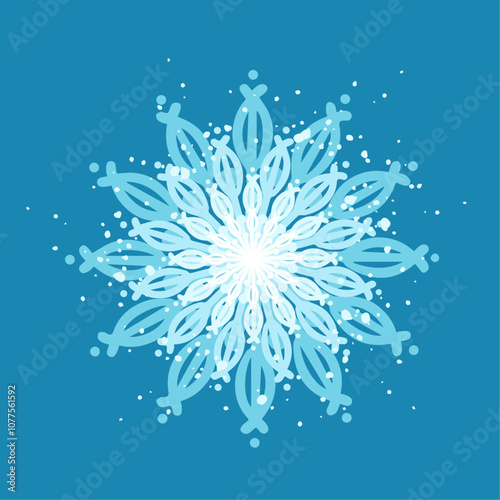Decorative blue snowflake,festive elements for christmas,new year.Vector graphics.
