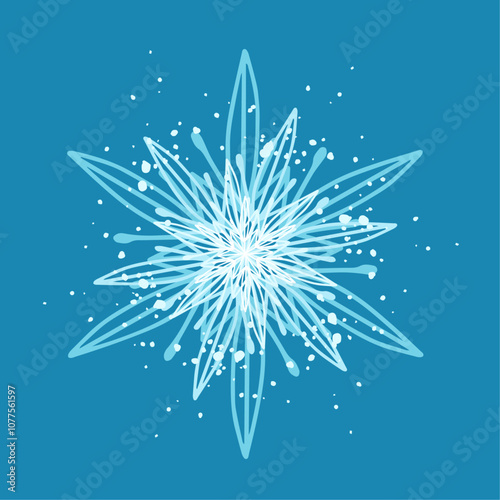 Decorative blue snowflake,festive elements for christmas,new year.Vector graphics.