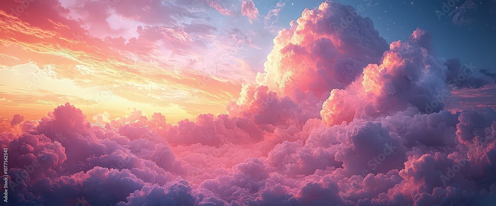 A beautiful sky with pink and orange clouds, dreamy and peaceful A beautiful sky with pink and orange clouds, dreamy and peaceful