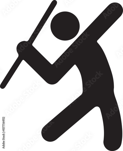 An illustration of a stick figure performing the sport of javelin throwing