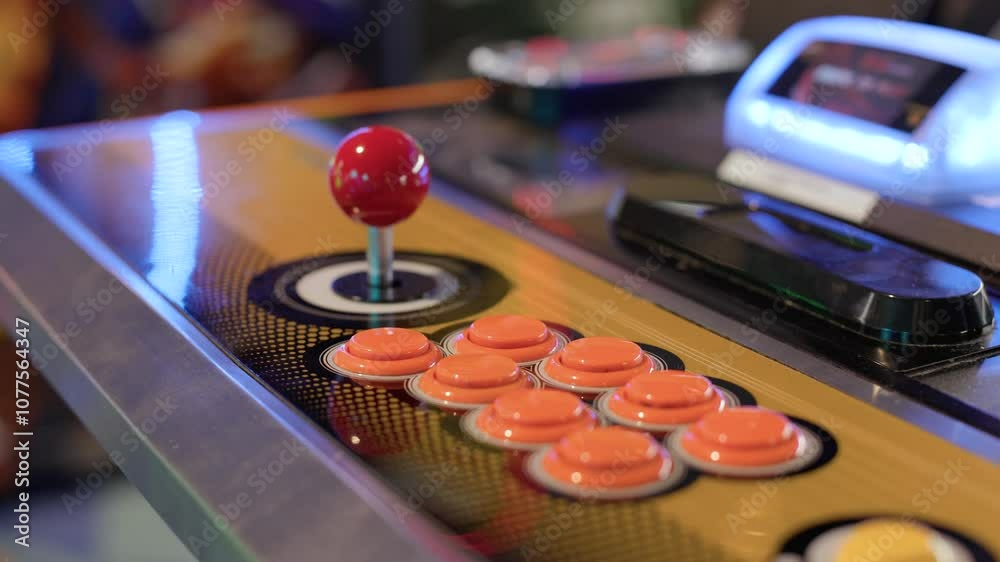 Establishing shot of arcade fight stick 4k