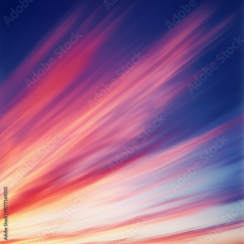 Colorful sunset with streaks of clouds, vibrant, ethereal photo