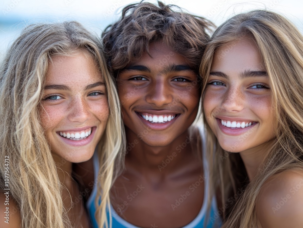 Diverse Friends Smiling Together in Outdoor Selfie Diverse Friends Smiling Together in Outdoor Selfie