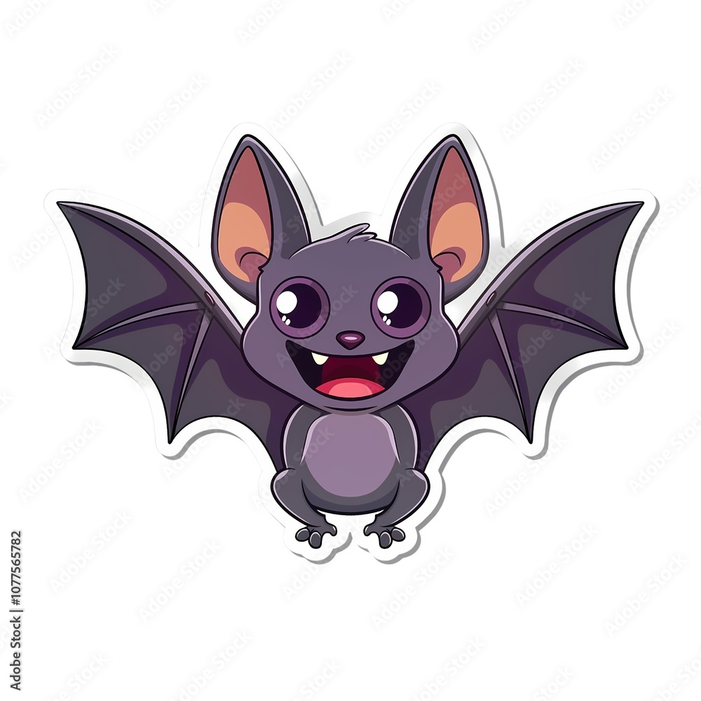 Cute Cartoon Bat Sticker Illustration with Playful Character Design for Halloween Cute Cartoon Bat Sticker Illustration with Playful Character Design for Halloween