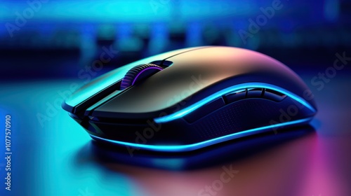 Gaming Mouse with Blue and Purple Neon Lights