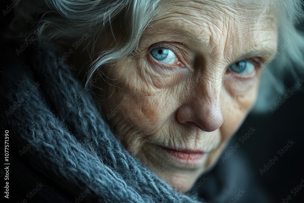Close-up portrait of a senior woman. This photo depicts the beauty and wisdom of age.