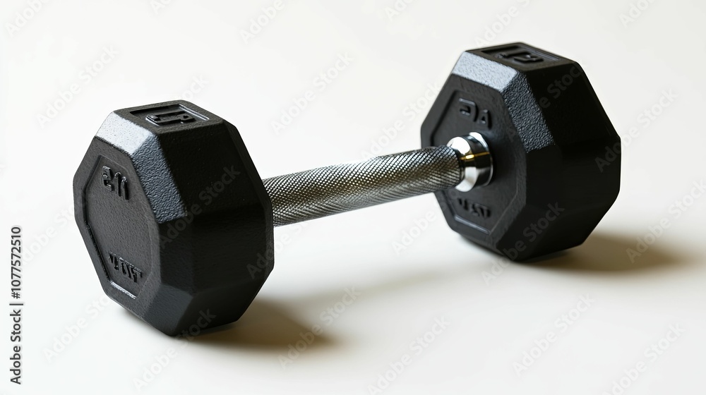 Black Hexagonal Dumbbell with Silver Handle Black Hexagonal Dumbbell with Silver Handle