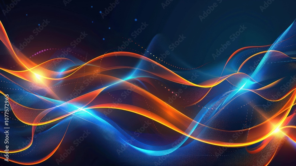 Obraz premium Futuristic technology abstract neon wave background, Vector banner design, AI generated image