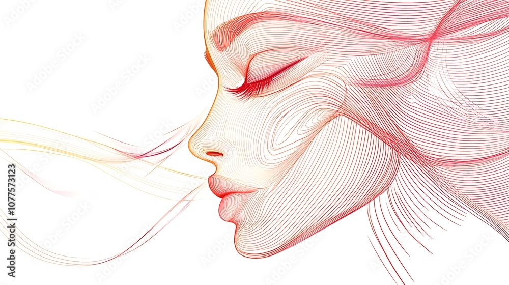 Elegant one-line sketches of an abstract female face. A drawing of a female face in a minimalist linear style isolated on a white background Elegant one-line sketches of an abstract female face. A drawing of a female face in a minimalist linear style isolated on a white background