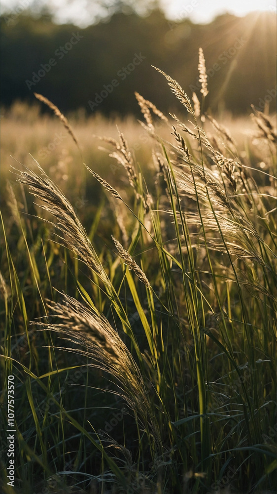 Summer Fields of Green Wheat and Barley Growth in Rural Agriculture