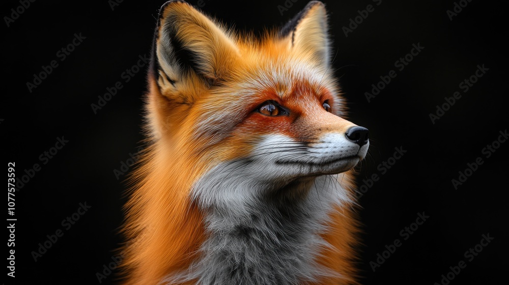 A close-up portrait of a fox with vibrant orange fur. A close-up portrait of a fox with vibrant orange fur.