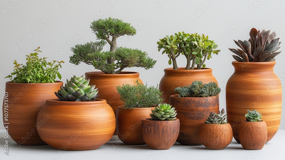 a group of clay pots a group of clay pots