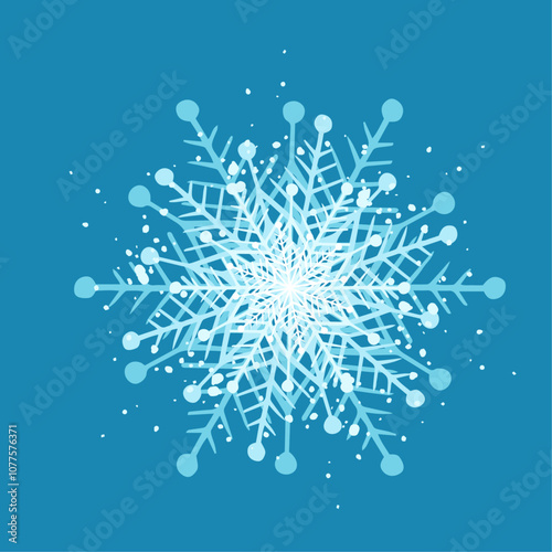 Decorative blue snowflake,festive elements for christmas,new year.Vector graphics.
