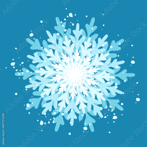Decorative blue snowflake,festive elements for christmas,new year.Vector graphics.